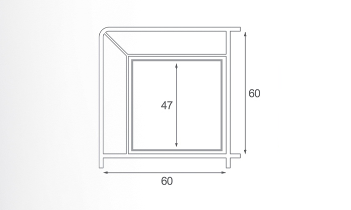 60 mm hollow square section - t2