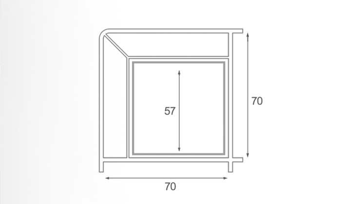 70 mm hollow square section - t2